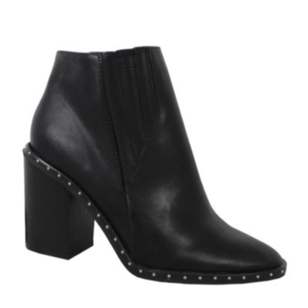 Black Studded Heeled Ankle Booties - Picture 3 of 3